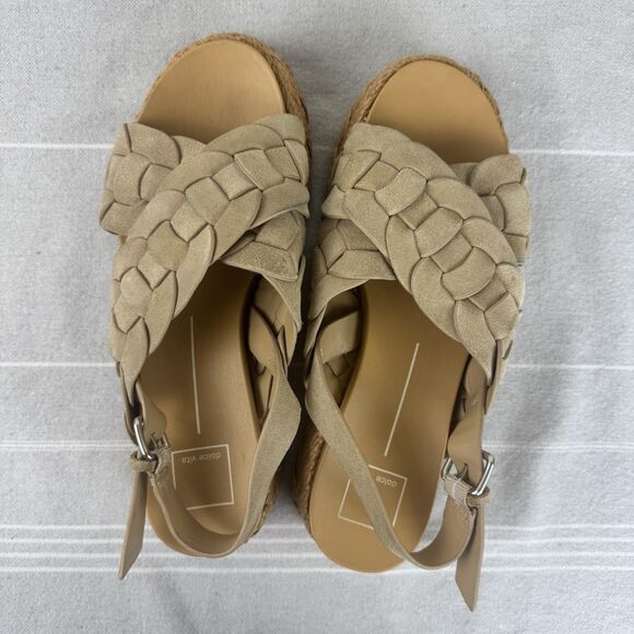 Dolce Vita Winder Crossover Strap Espadrille Platform Sandals Beige Tan 9.5 - Picture 11 of 14
